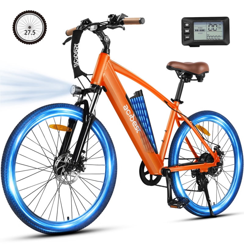 Actbest Core Electric Bike for Adults, 27.5" Step Thru Electric Bicycle, Peak 750W Brushless Motor, 48V Removable Battery, up to 20MPH Cruiser Ebike with 7-Speed (Orange)