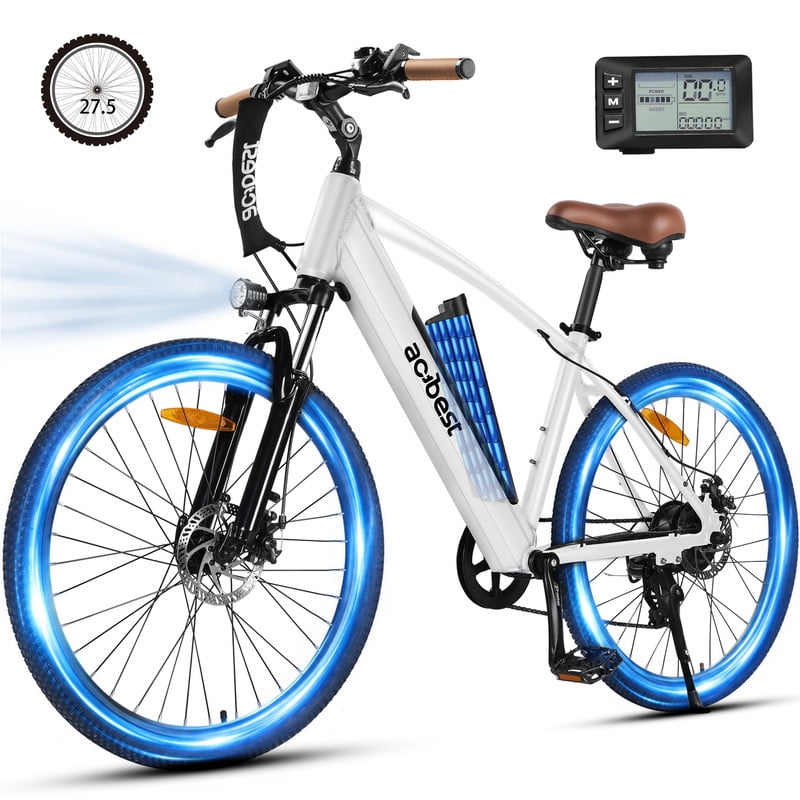 Actbest Core Electric Bike for Adults, 27.5" Step Thru Electric Bicycle, Peak 750W Brushless Motor, 48V Removable Battery, up to 20MPH Cruiser Ebike with 7-Speed (White)