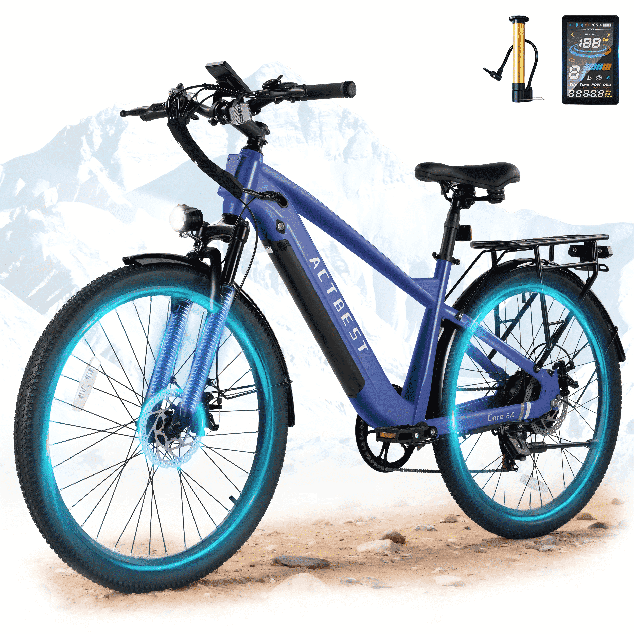 Actbest Core Electric Bike for Adults,500W Motor Ebike with Front Suspension, 28 MPH Max Speed, 48V 10.4Ah Removable Battery, 7-Speed Peak 1200W E Bicycle,26" Step-Over Ebikes (Silver)