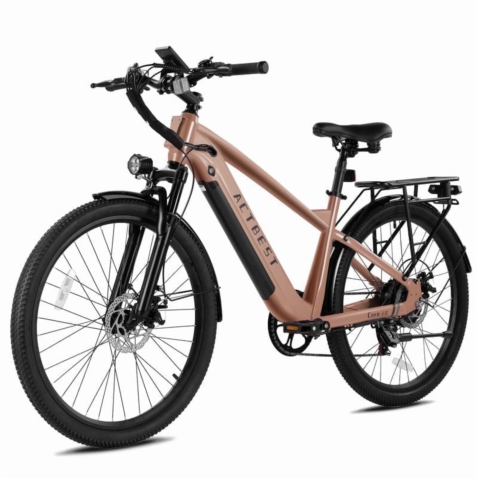 Core Electric Bike for Adults,750W Motor Ebike with Front Suspension, 7-Speed Up to 55Miles,20MPH E Bicycle,26" Step-Over Ebikes (Gold)