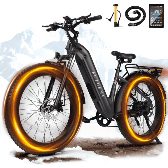 Actbest Ranger ST 2.0 Electric Bike for Adults 750W Brushless Motor,48V Electric Mountain Bikes, 26"×4 Fat Tires Ebike,7 Speed (Grey)