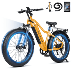 Electric Bike for Adults with Peak over 750W Brushless Motor, Over 20MPH Electric Mountain Bike, 26"×4 Fat Tires Ebikes, (Gold)