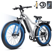 Actbest Ranger 2.0 Electric Bike for Adults with 750W Brushless Motor, 48V Electric Mountain Bike, 26" 4 Fat Tires Ebikes, Silver