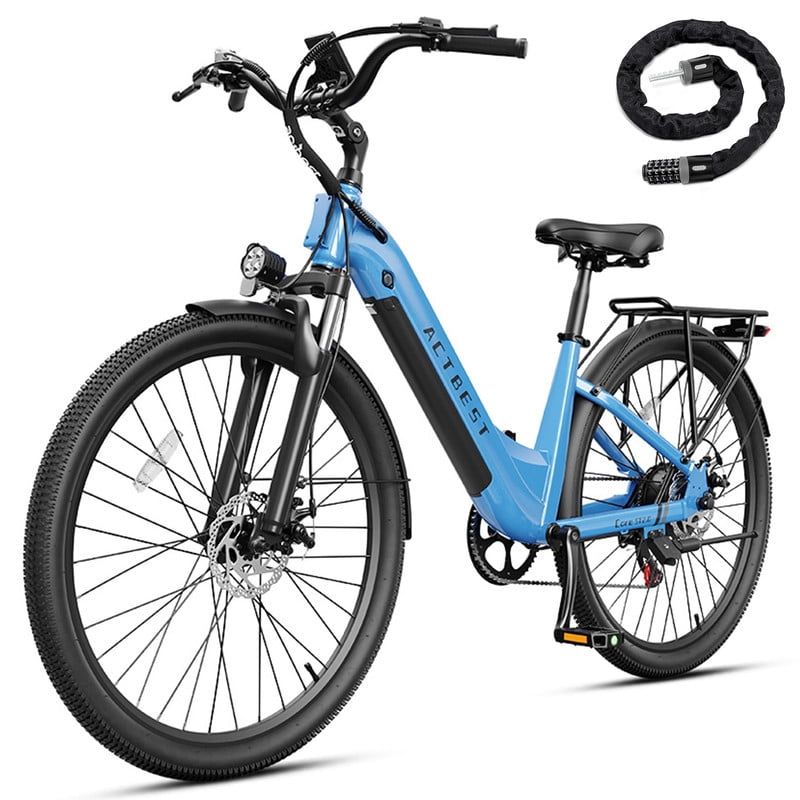 Electric Bike for Adults,over 1200W Peak Motor Ebike,Up to 55Miles,over 20MPH E Bicycle,7-Speed with Free Lock,(Blue)