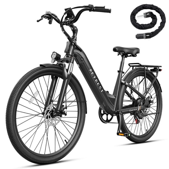 Electric Bike for Adults,over 1200W Peak Motor Ebike,Up to 55Miles,over 20MPH E Bicycle,7-Speed with Free Lock,(Gray)