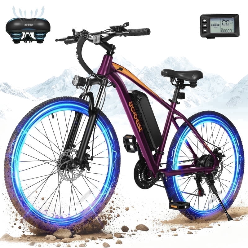 Electric Bike for Adults, 1200W Peak Mountain Ebike, 27.5" Adult Electric Bicycle with 48V Removable Battery, 21 Speed, Purple