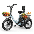 thumbnail image 1 of Actbest Electric Tricycle for Adults, 18" Folding Electric Trike, 700W Motor 48V 10.4AH Etrike, 18MPH Up to 50 Miles 3-Wheel Electric Bike Blue, 1 of 6
