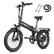 Actbest Summit Folding Electric Bike for Adults, 20 Fat Tires Ebike, 500W Motor, 48V 12AH, 7 Speed Electric Bicycle, 25MPH, Dual Suspension