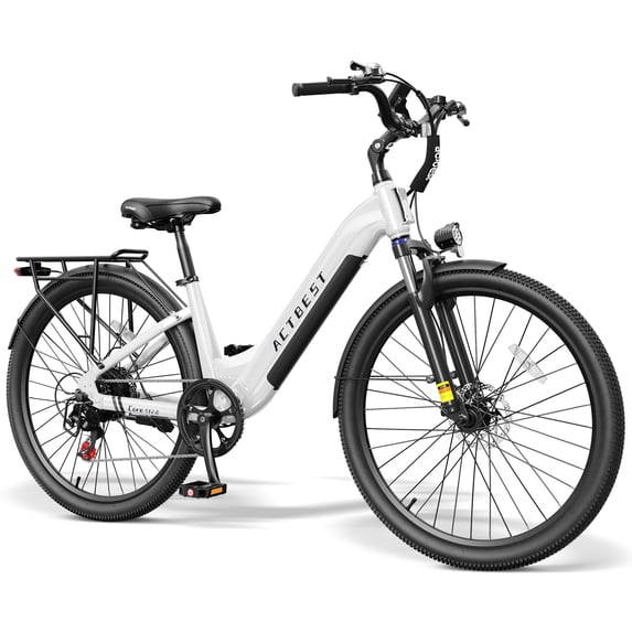 Actbest Core ST 26" Electric Bike for Woman, 500W Motor, 48V 10.4Ah Battery, 7-Speed, Front Suspension, LCD Display, Wide Saddle, Mountain E-Bike for Adults, Candy Colors