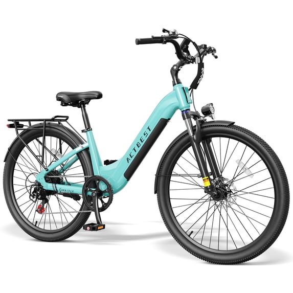 Actbest Core ST 26" Electric Bike for Woman, 500W Motor, 48V 10.4Ah Battery, 7-Speed, Front Suspension, LCD Display, Wide Saddle, Mountain E-Bike for Adults, Candy Colors