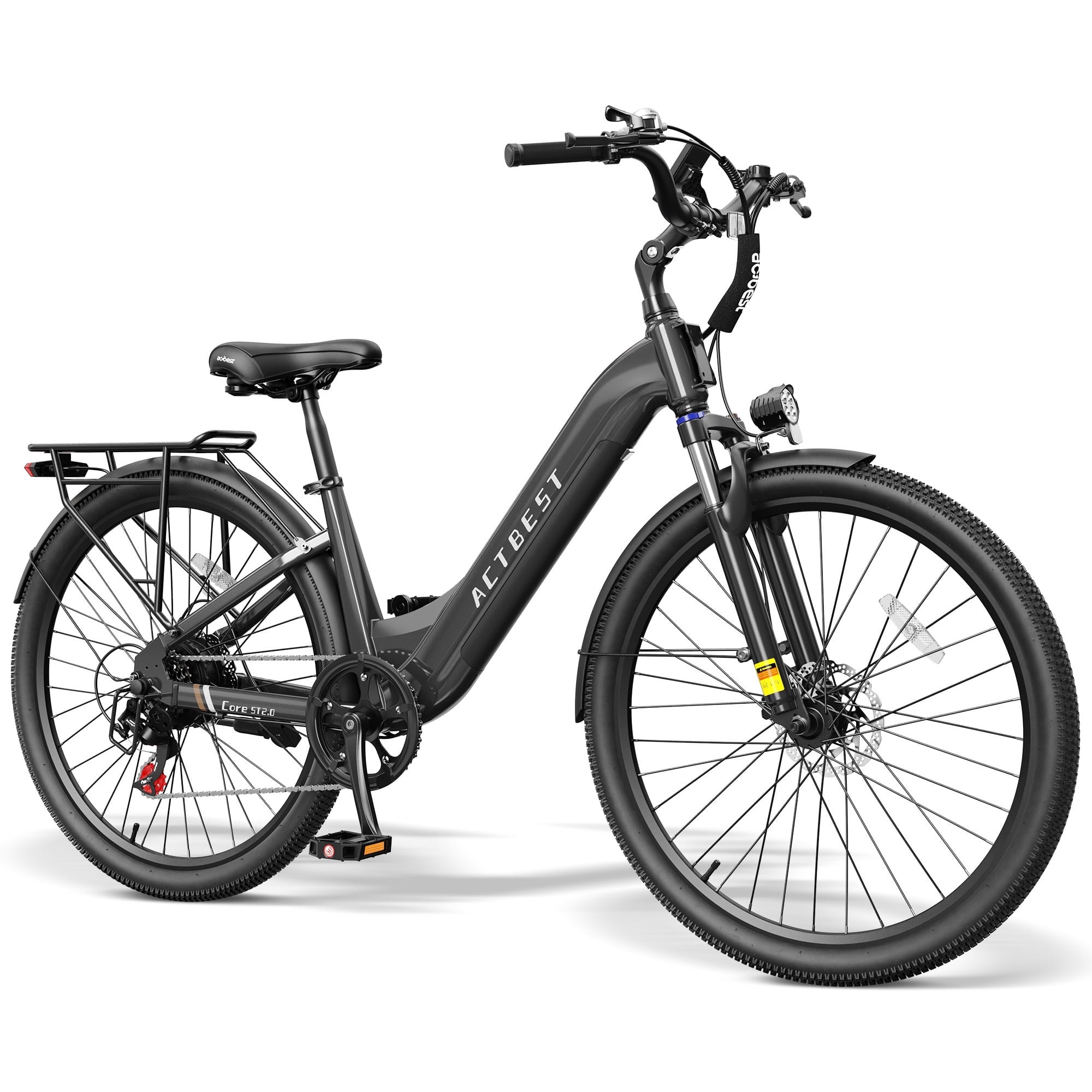Actbest Core ST 26" Electric Bike for Woman, 500W Motor, 48V 10.4Ah Battery, 7-Speed, Front Suspension, LCD Display, Wide Saddle, Mountain E-Bike for Adults, Candy Colors