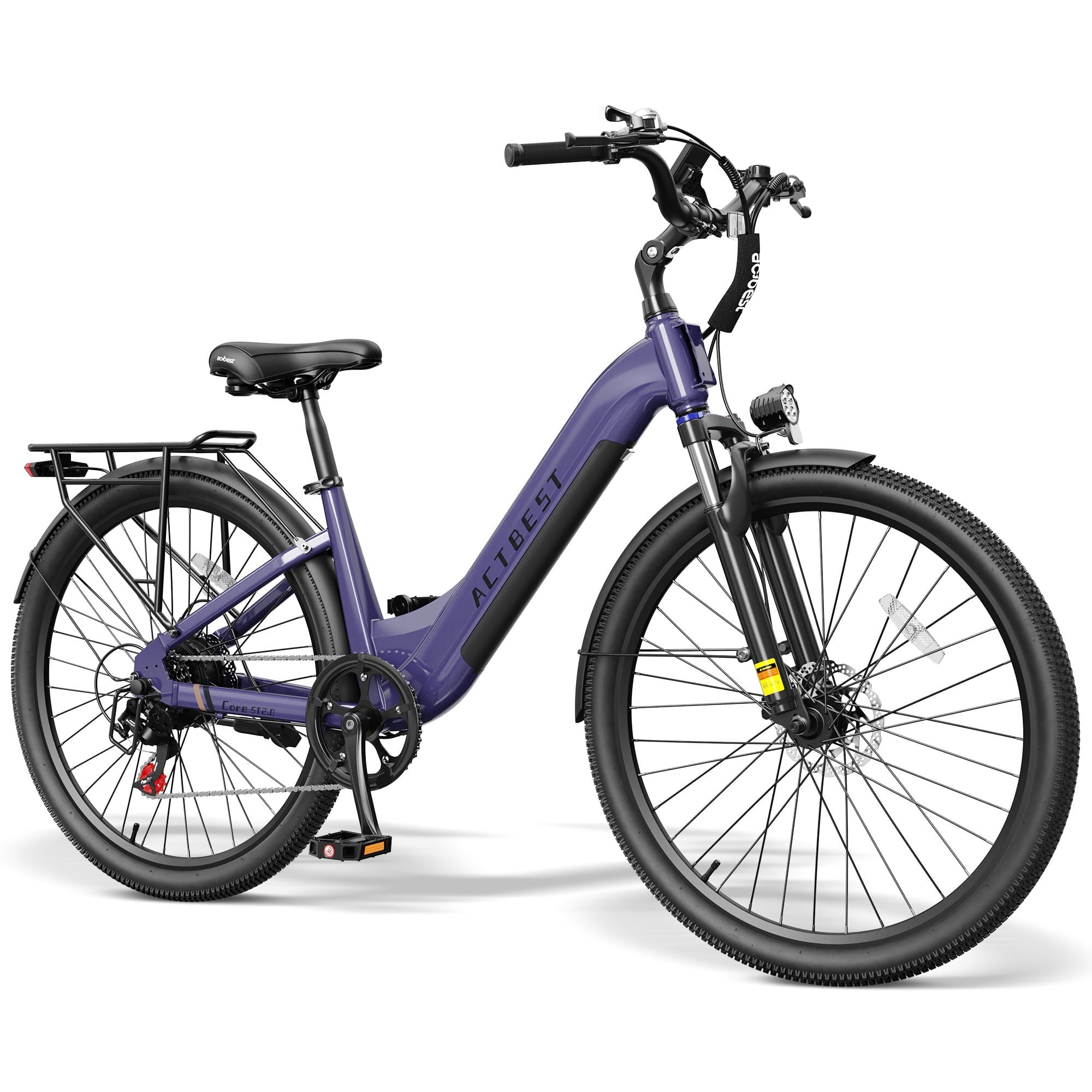 Actbest Core ST 26" Electric Bike for Woman, 500W Motor, 48V 10.4Ah Battery, 7-Speed, Front Suspension, LCD Display, Wide Saddle, Mountain E-Bike for Adults, Candy Colors