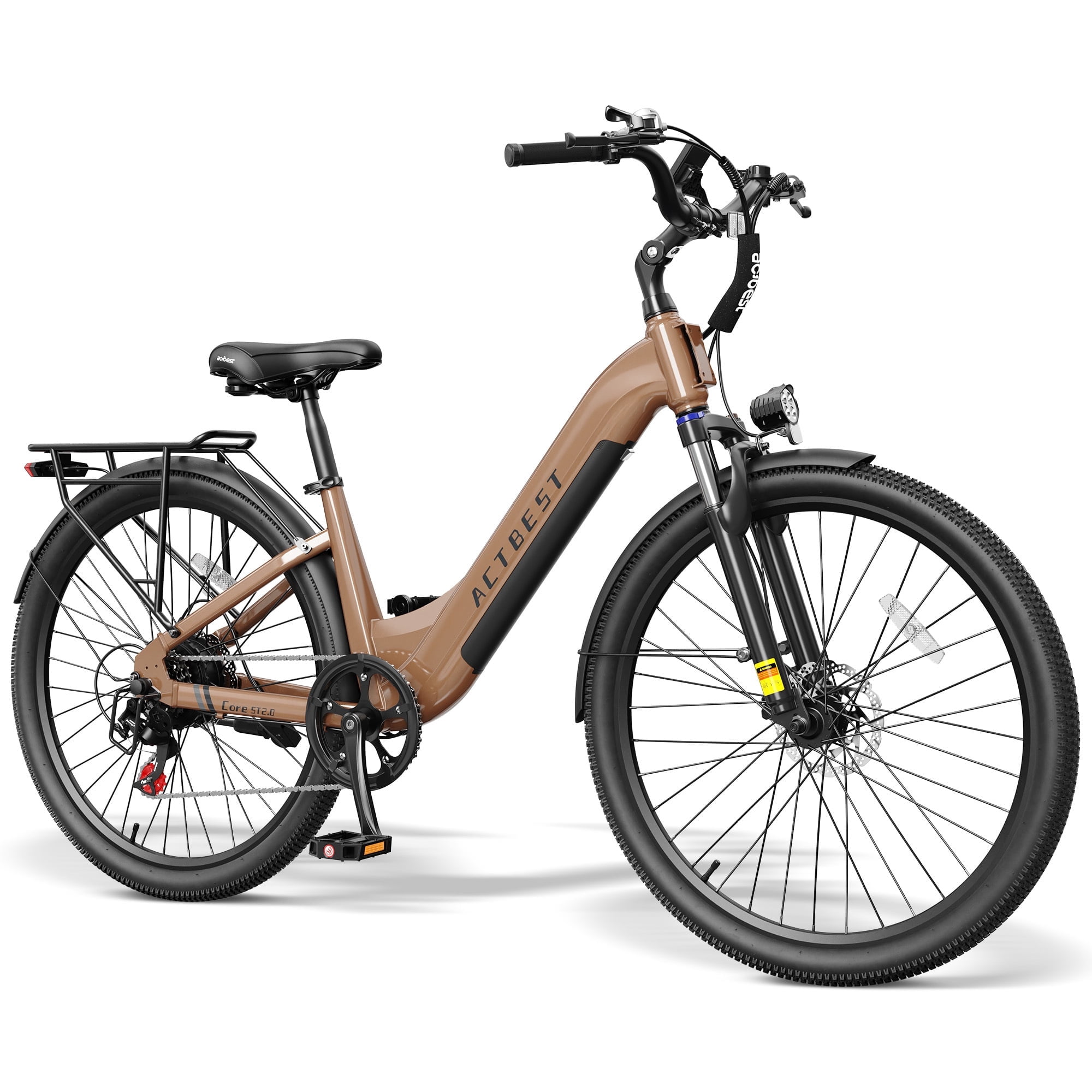 Actbest Core ST 26" Electric Bike for Woman, 500W Motor, 48V 10.4Ah Battery, 7-Speed, Front Suspension, LCD Display, Wide Saddle, Mountain E-Bike for Adults, Candy Colors
