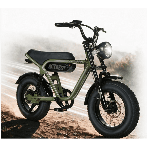 Actbest PLUS Electric Bike for Adults, 16''x 4.0" Fat Tire Ebike, Peak 2000W 20-70 Miles 48V 15.6Ah Full Suspension, E-Mountain Bicycle