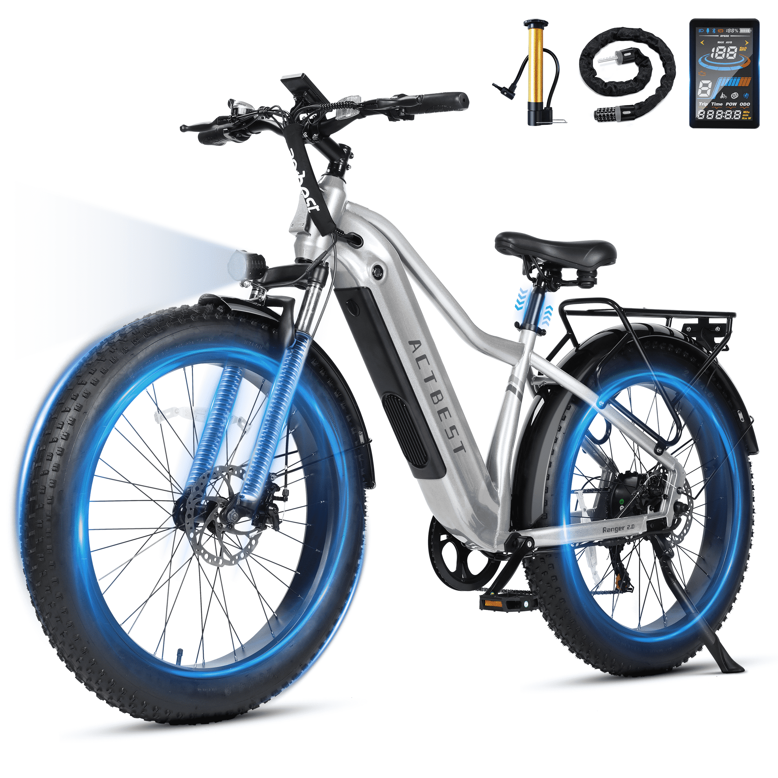 Electric Bike for Adults with Peak over 750W Brushless Motor, Over 20MPH Electric Mountain Bike, 26"×4 Fat Tires Ebikes, (Gold)
