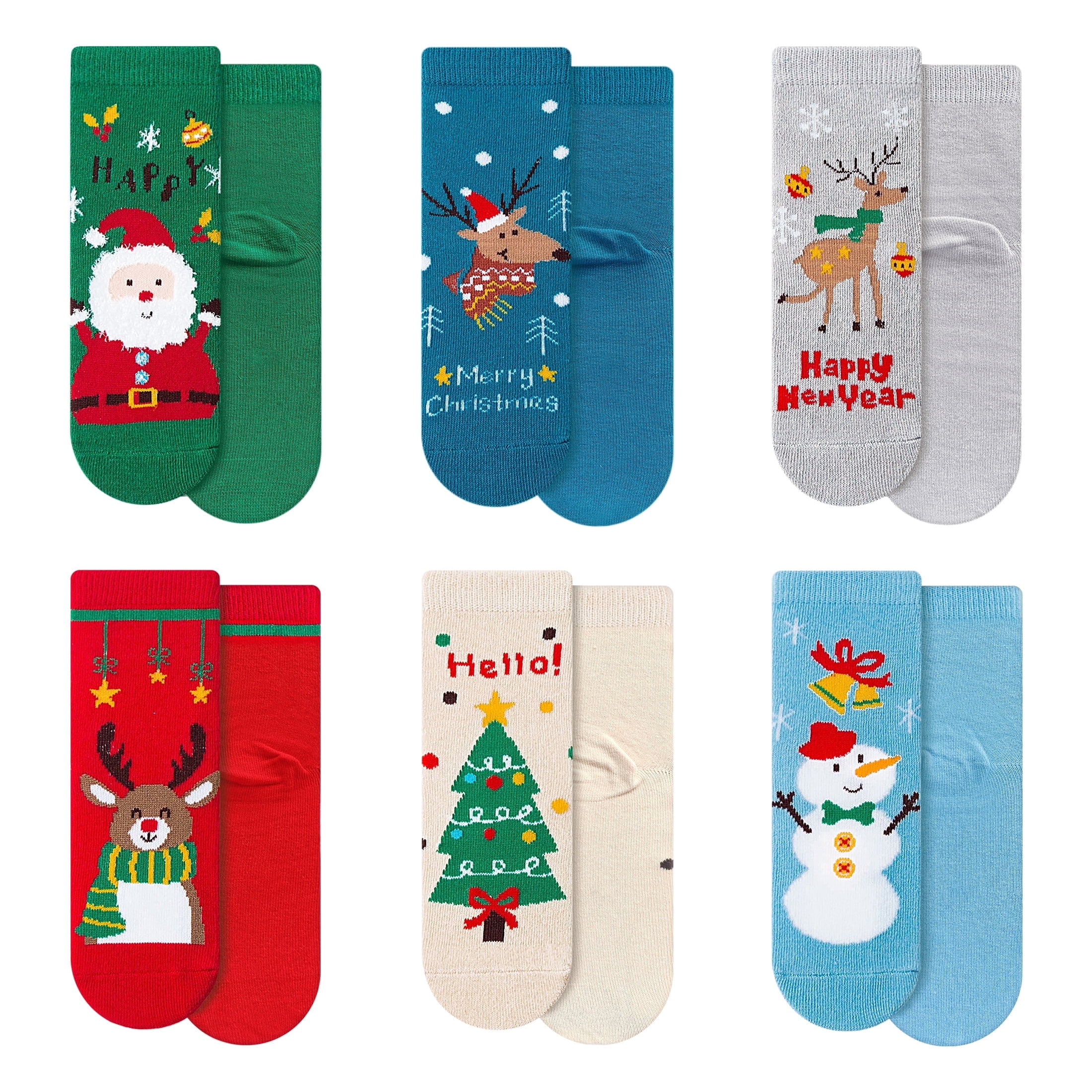 Actgleam 6 Pairs Boys Girls Christmas Socks Winter Warm Stockings ...