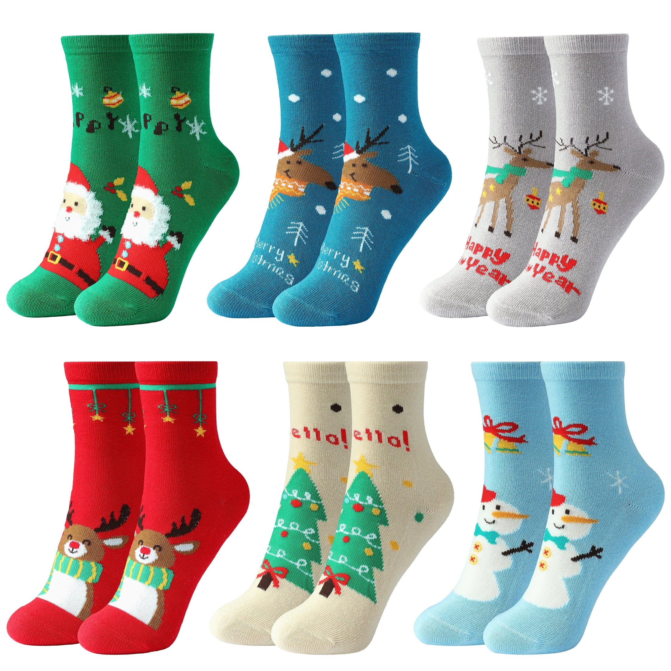Actgleam 6 Pairs Christmas Socks for Boys Girls Warm Stockings ...