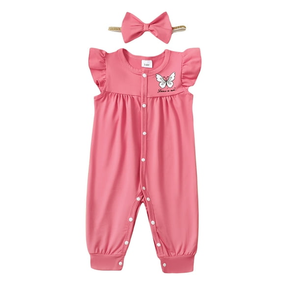 Actgleam Baby Girl Romper Ruffle Sleeveless Animal Print Cute Jumpsuit,Pink,0-3M