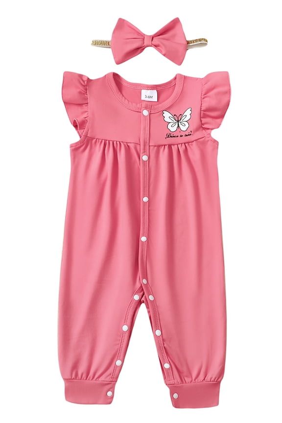 Baby Girl Romper Ruffle Sleeveless Animal Print Cute Jumpsuit,Pink,0-3M