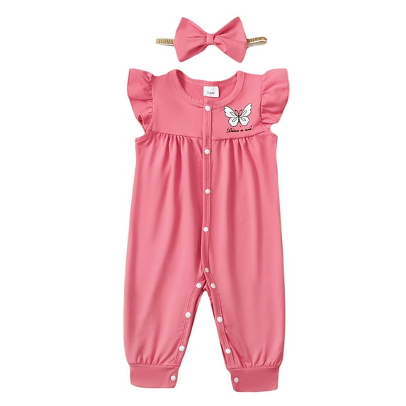 Actgleam Baby Girl Romper Ruffle Sleeveless Animal Print Cute Jumpsuit,Pink,12-18M