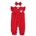 thumbnail image 1 of Actgleam Baby Girl Romper Ruffle Sleeveless Animal Print Cute Jumpsuit,Red,0-3M, 1 of 13