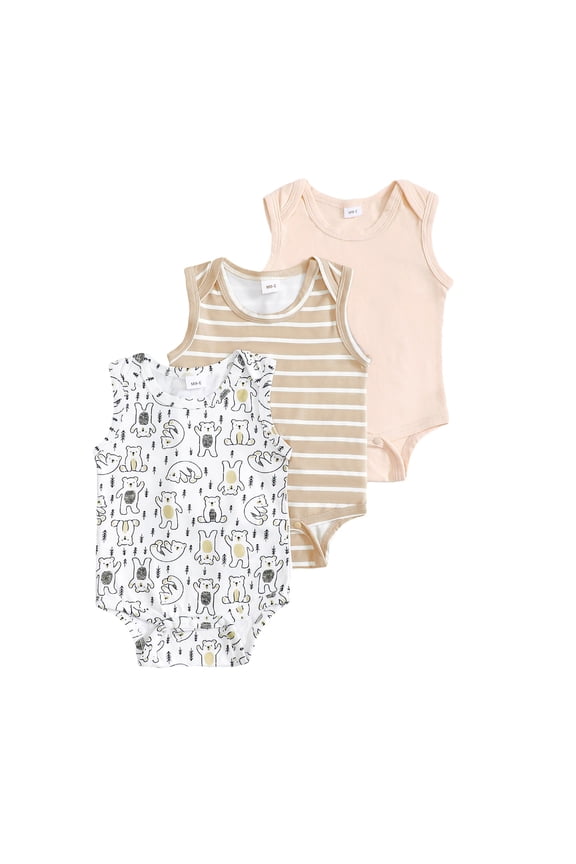 Baby Sleeveless Bodysuits Snap Closure Onesies for Infant，9-12 Months