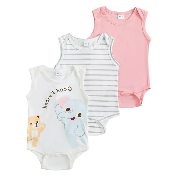Actgleam Baby Sleeveless Bodysuits Snap Closure Onesies for Infant,9-12 Months
