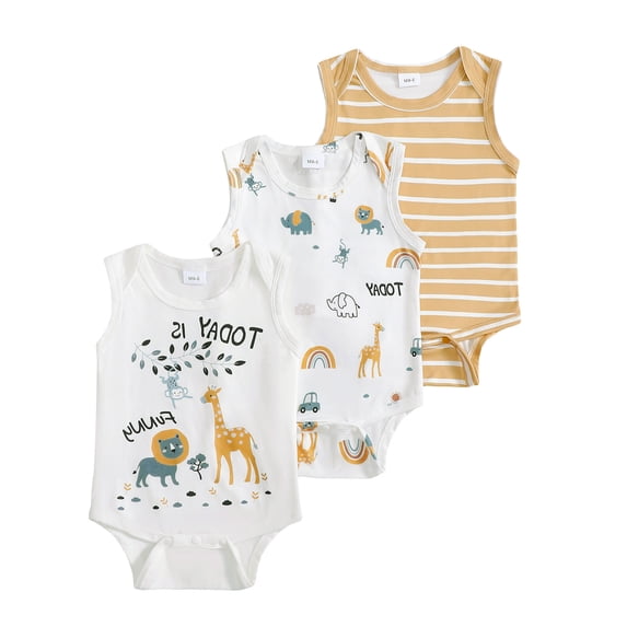Actgleam Baby Sleeveless Bodysuits Snap Closure Onesies for Infant,9-12 Months
