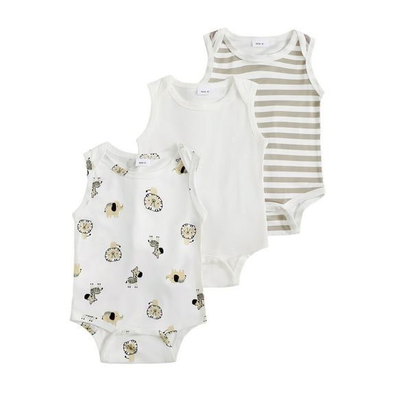Actgleam Baby Sleeveless Bodysuits Snap Closure Onesies for Newborns,3-6 Months