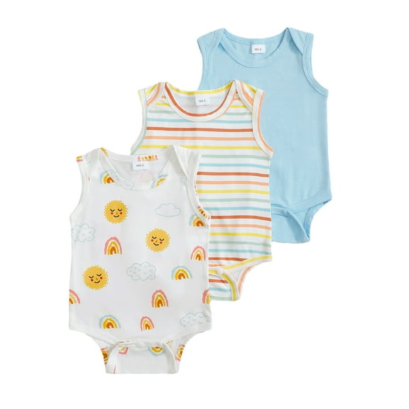 Actgleam Baby Sleeveless Bodysuits Snap Closure Onesies for Newborns,3-6 Months