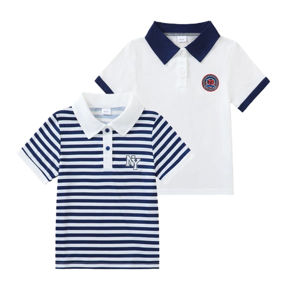 Actgleam Boys School Uniform Polo Shirts Short Sleeve Active Performance Printed Shirts,2-Pack,Size 6-13Y
