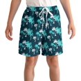 thumbnail image 1 of Actgleam Boys Swim Trunks Swim Shorts with Compression Liner Bathing Suit Swimsuit for 7 Year,Deep Blue Tree, 1 of 13