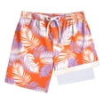 thumbnail image 1 of Actgleam Boys Swim Trunks Swim Shorts with Compression Liner Bathing Suit Swimsuit for 8 Year,Orange Plume, 1 of 13