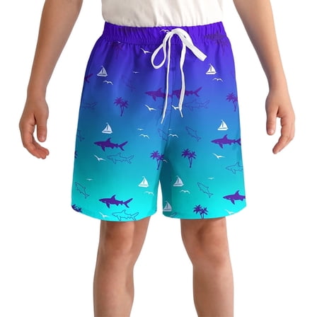 Actgleam Boys Swim Trunks Swim Shorts with Compression Liner Bathing Suit Swimsuit for 14 Year,Blue Shark