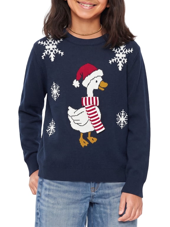 Girls Sweaters Holiday Winter Boys Long Sleeve Crewneck Pullover Knit Tops,11-12Year