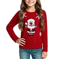Actgleam Girls Christmas Sweaters Holiday Winter Boys Long Sleeve Crewneck Pullover Knit Tops,7-12Year