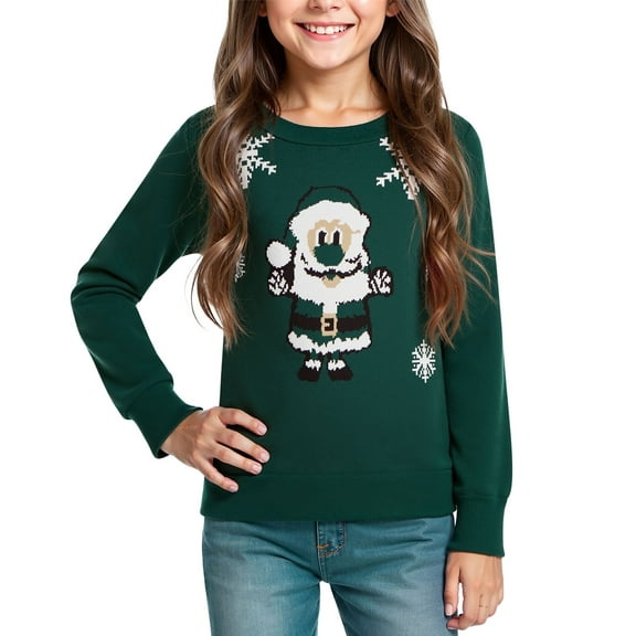 Actgleam Girls Christmas Sweaters Holiday Winter Boys Long Sleeve Crewneck Pullover Knit Tops,11-12Year