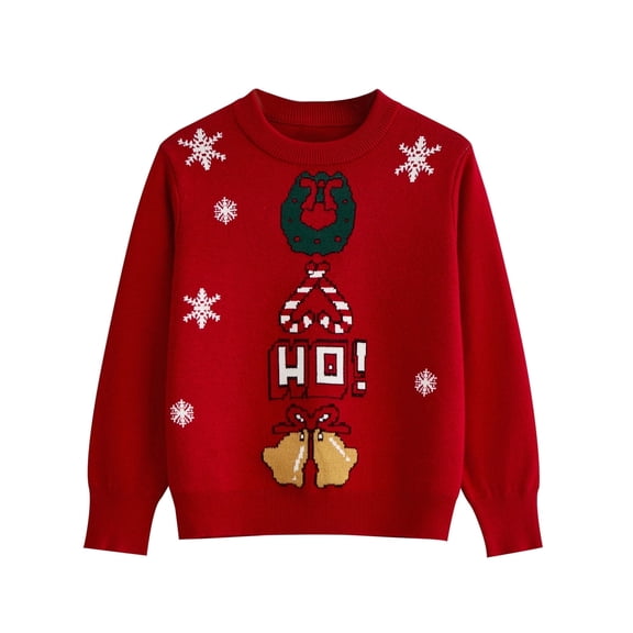 Actgleam Boys Christmas Sweaters Holiday Winter Girls Long Sleeve Crewneck Pullover Knit Tops,9-10Year