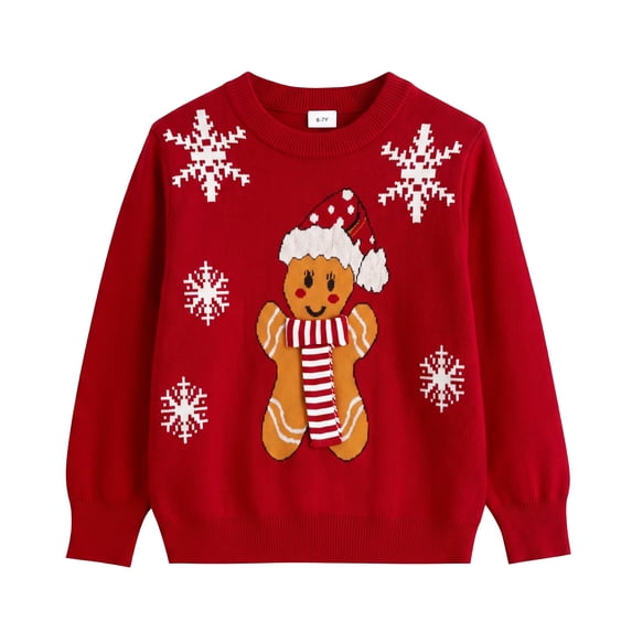 Actgleam Girls Christmas Sweaters Holiday Winter Boys Long Sleeve Crewneck Pullover Knit Tops,11-12Year