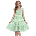 thumbnail image 1 of Actgleam Girls Dress Floral Ruffle Square Neck Sleeveless A-Line Sundress with Tie Back for Summer Beach Party,Green Floral,7-8Y, 1 of 8