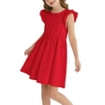 thumbnail image 1 of Actgleam Girls Dresses Ruffle Sleeveless A-Line Cute Summer Dresses with Pockets,Red,7-8Y, 1 of 13