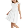 thumbnail image 1 of Actgleam Girls Dresses Ruffle Sleeveless A-Line Cute Summer Dresses with Pockets,White,7-8Y, 1 of 13