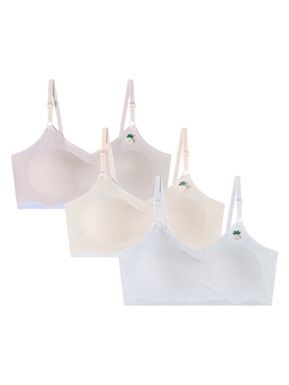 Girls Training Bra 3 Pack Cotton Sports Seamless Cami for Teens 10-14 Adjustable Straps Removable Padding