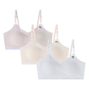 Actgleam Girls Training Bra 3 Pack Cotton Sports Seamless Cami for Teens 10-14 Adjustable Straps Removable Padding