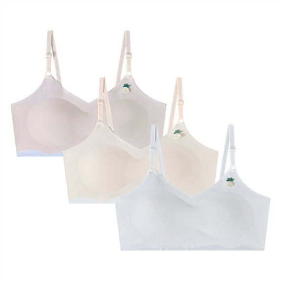 Actgleam Girls Training Bra 3 Pack Cotton Sports Seamless Cami for Teens 10-14 Adjustable Straps Removable Padding
