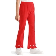 Actgleam Girls Pants Ribbed Bell Bottoms Trousers for Girl Flare Pants,D Red,11-12Years