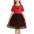 thumbnail image 1 of Actgleam Girls Party dresses Summer Short Sleeve Casual Cute Dresses,Red,5-12Years, 1 of 8