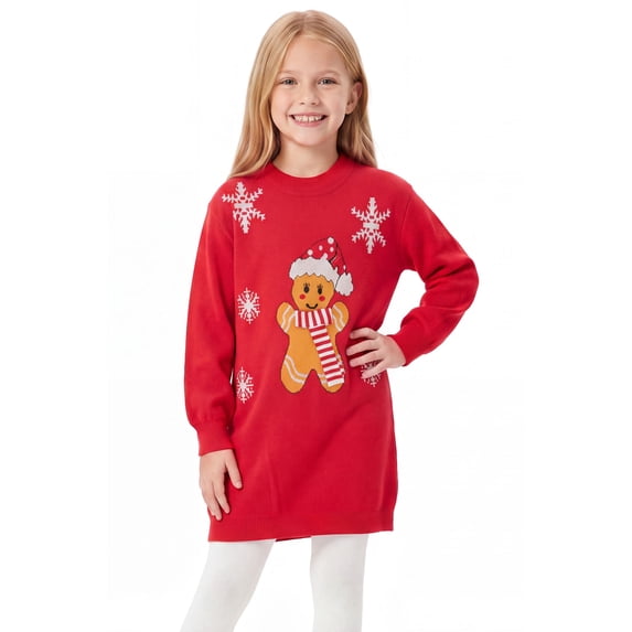 Actgleam Girls Sweater Dress Christmas Long Sleeve Knit Dress,11-12Y