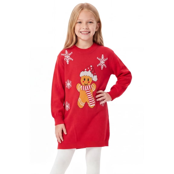 Actgleam Girls Sweater Dress Christmas Long Sleeve Knit Dress,11-12Y