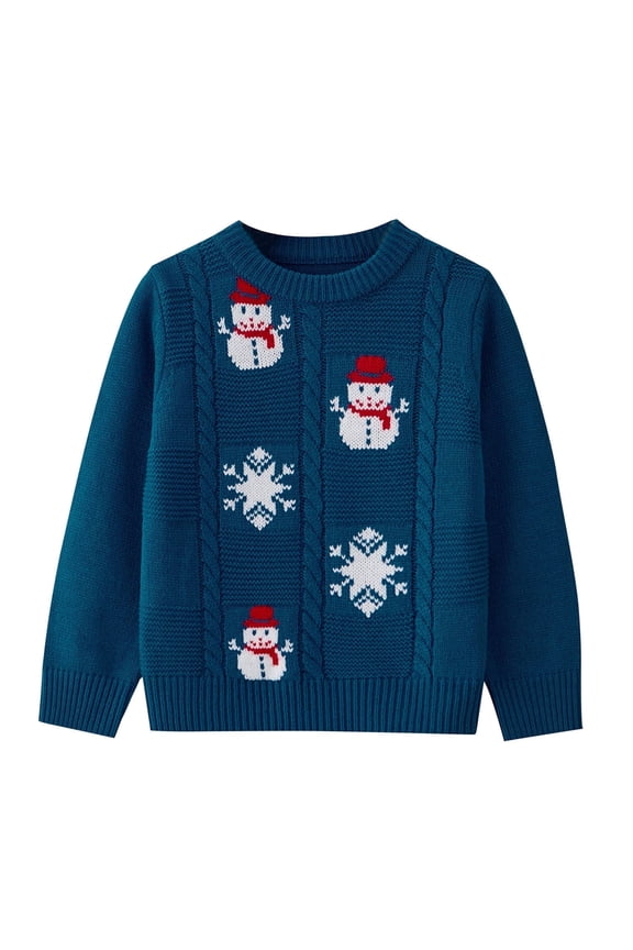 Girls Christmas Sweaters Kids Winter Pullover Long Sleeve Knit Sweater Jumper Tops,Blue,7-8Years